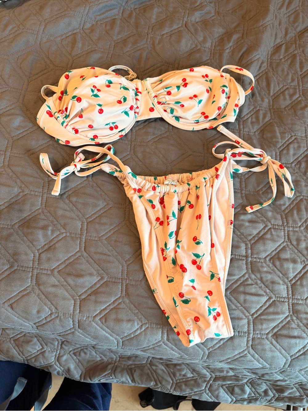 wild fable Cream Cherry Print Tie Bikini